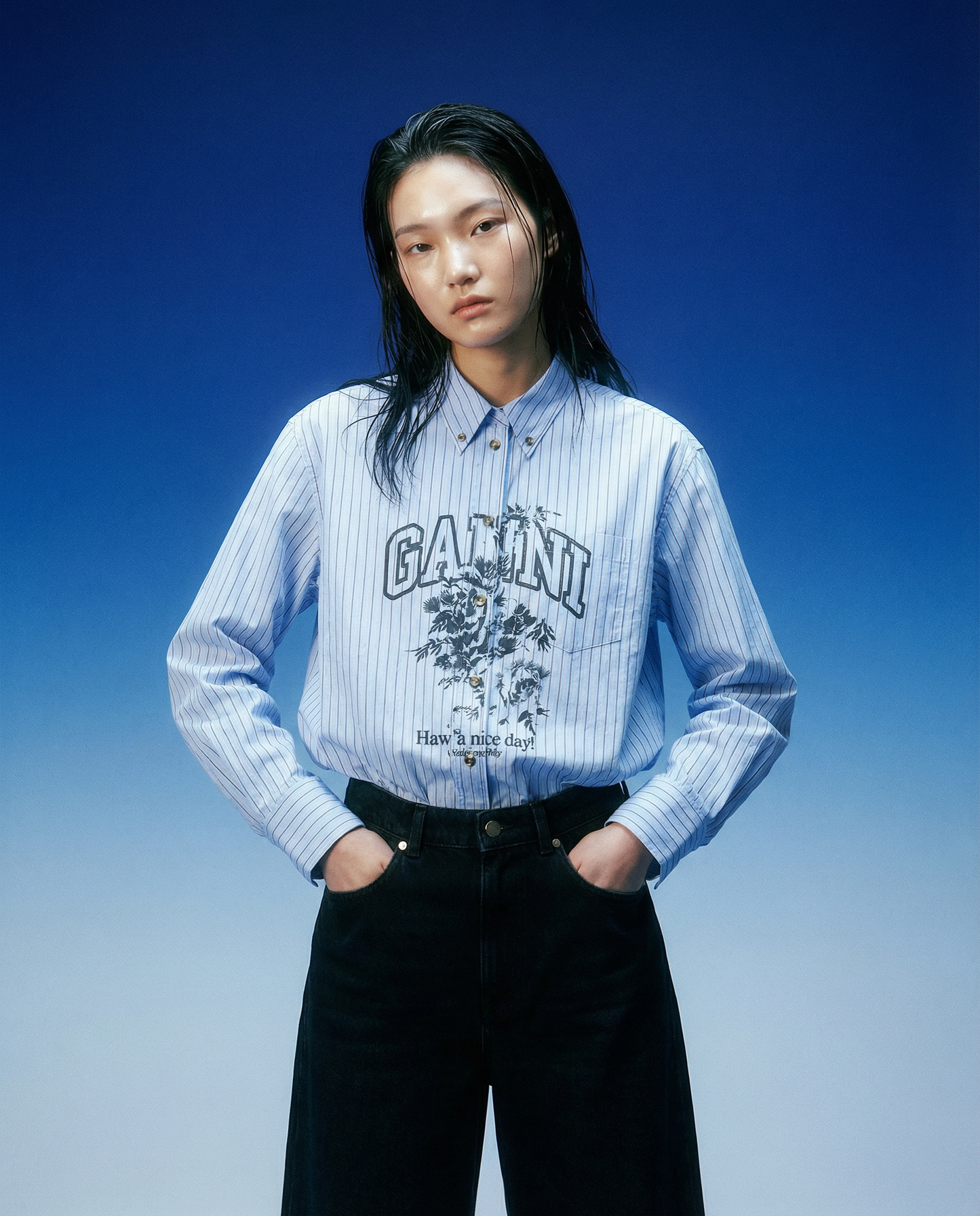 Shirt Stripe Logo Lavender Blue