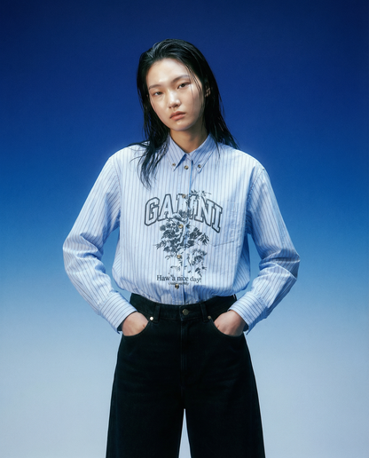 Shirt Stripe Logo Lavender Blue