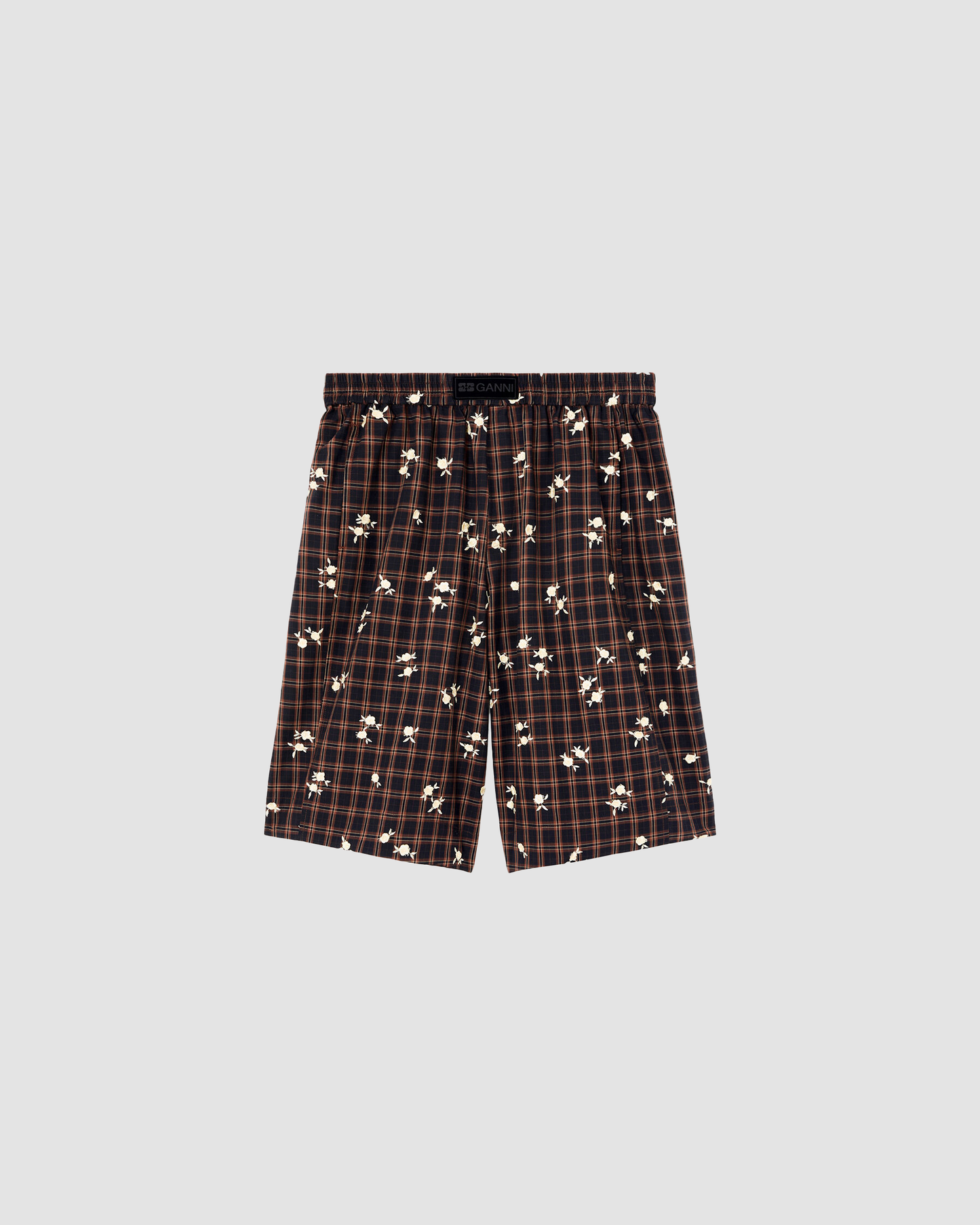 Shorts Check Flower Brown