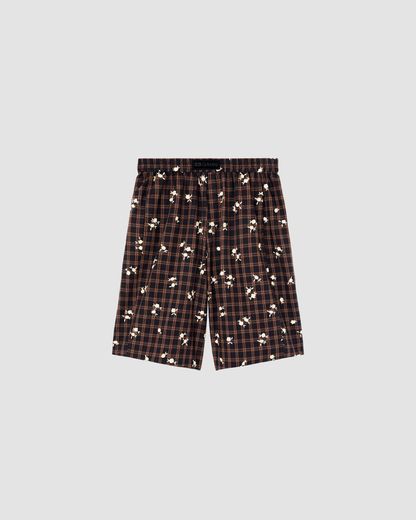 Shorts Check Flower Brown