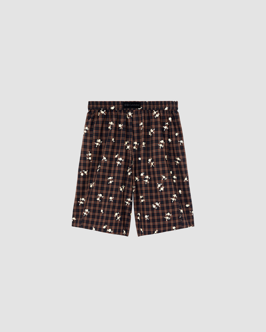 Shorts Check Flower Brown