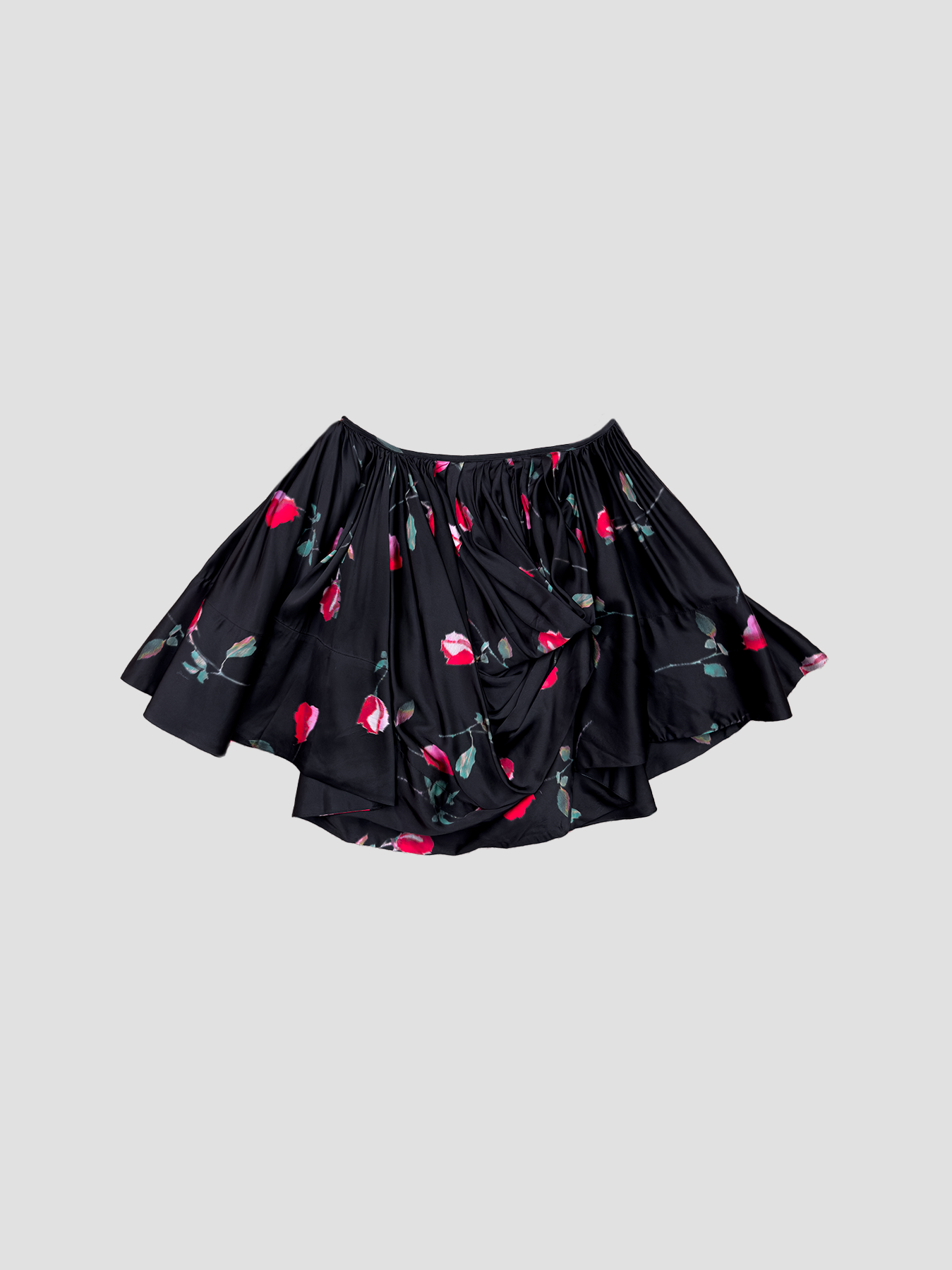 Skirt Mini Draped Printed Black
