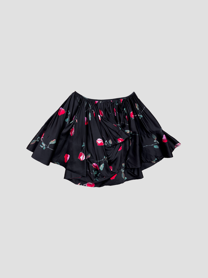 Skirt Mini Draped Printed Black