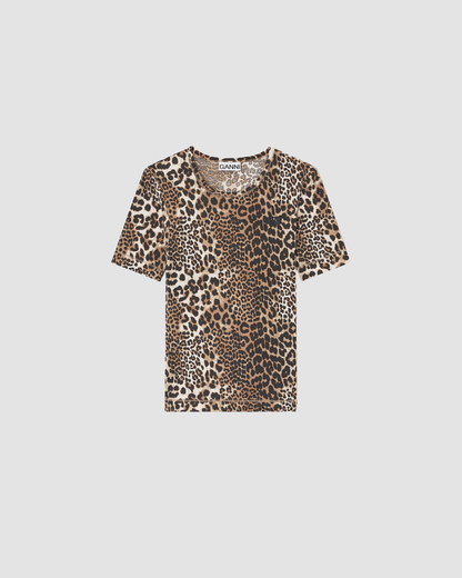 T-Shirt Rib Print Leopard