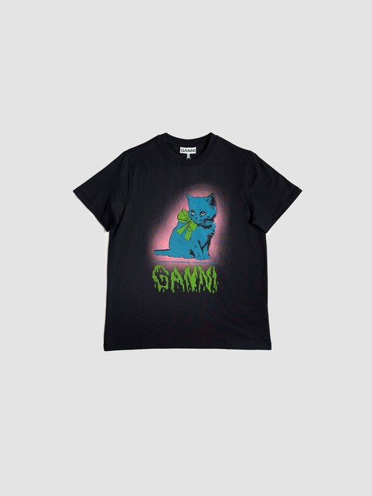 T-shirt Basic Cotton Jersey Neon Kitty