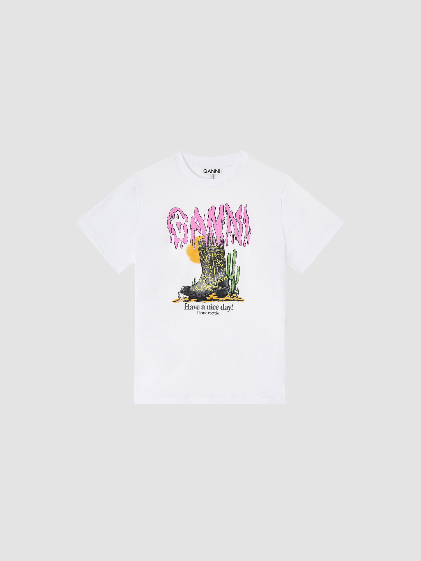 T-shirt Jersey Western Boot Print White