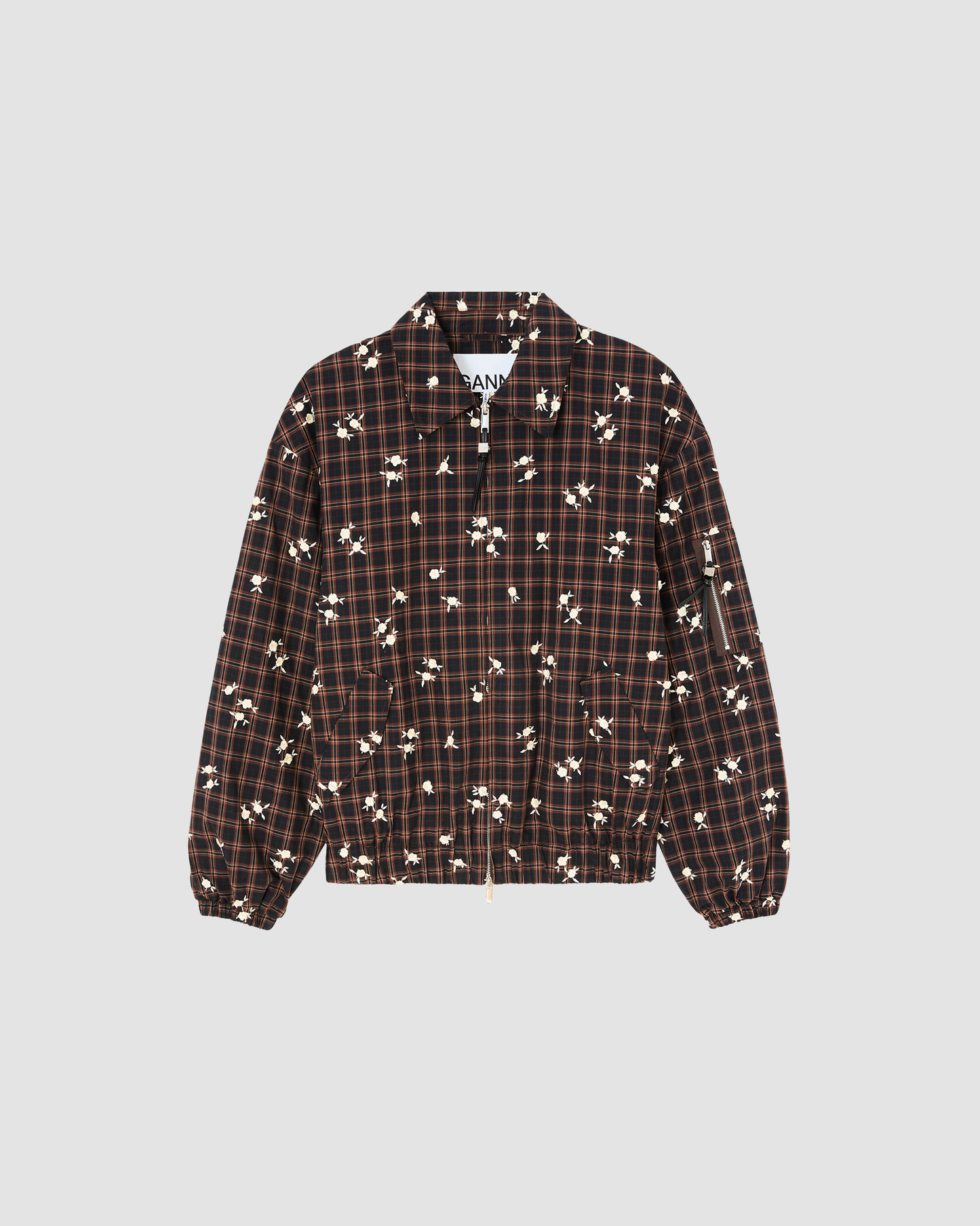 Jacket Check Flower Brown