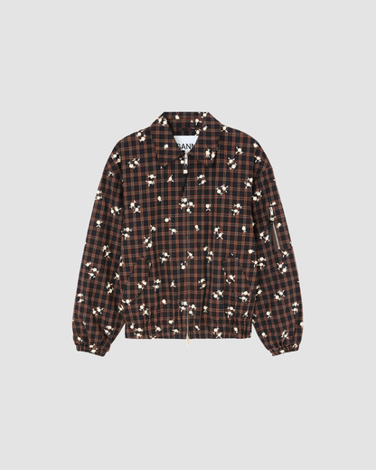 Jacket Check Flower Brown