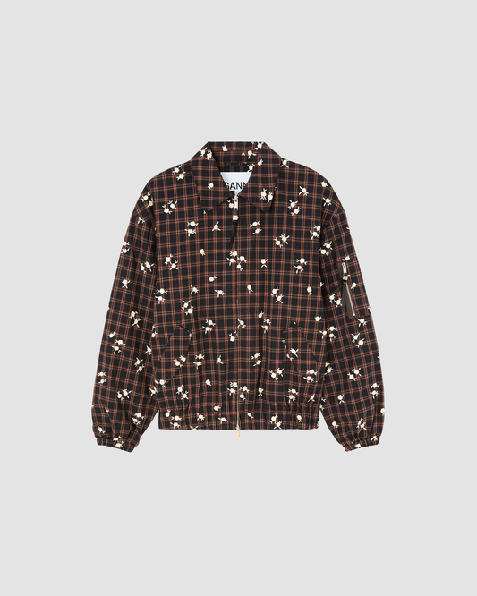 Jacket Check Flower Brown