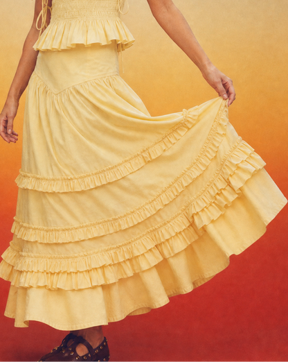 Skirt Tiered Frill Yellow