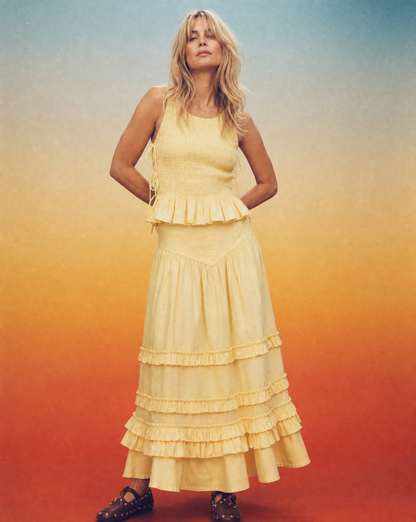 Skirt Tiered Frill Yellow