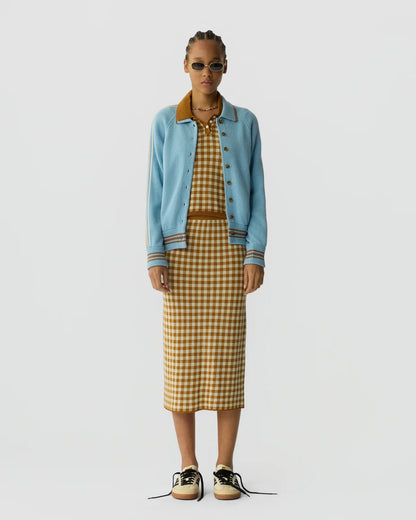 Skirt Gingham Long Checkered Brown