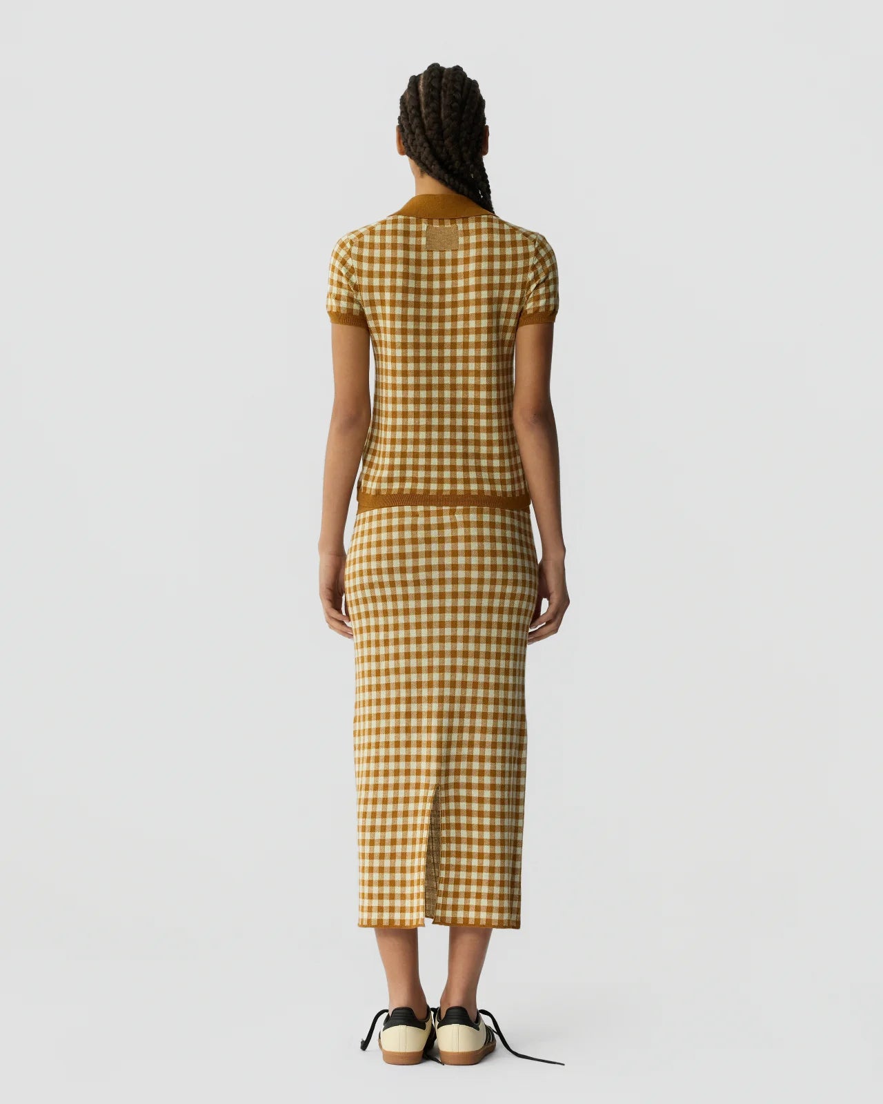 Skirt Gingham Long Checkered Brown