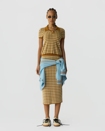 Polo Gingham Checkered Brown