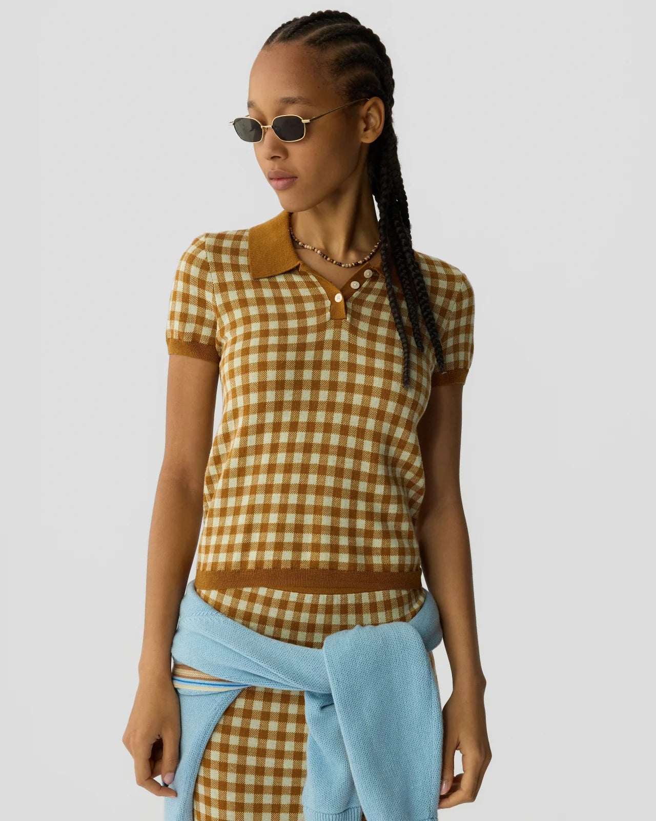 Polo Gingham Checkered Brown