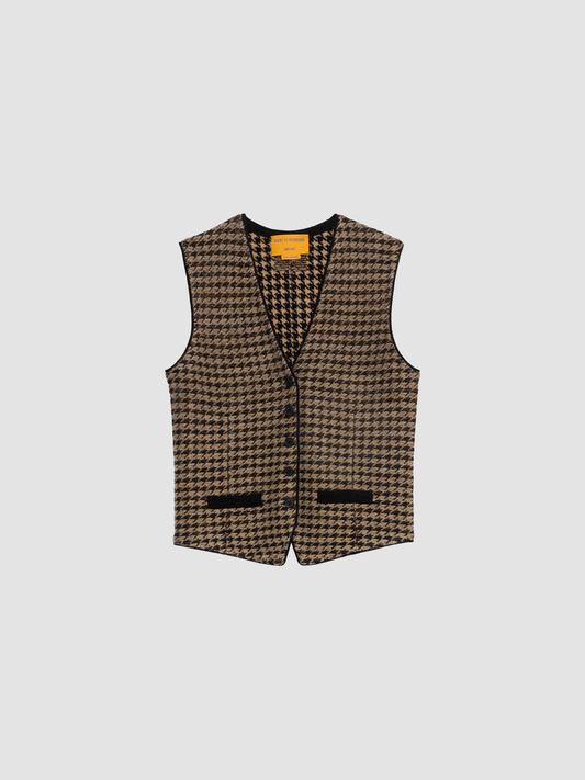 Vest Houndstooth Tailored Black & Dune