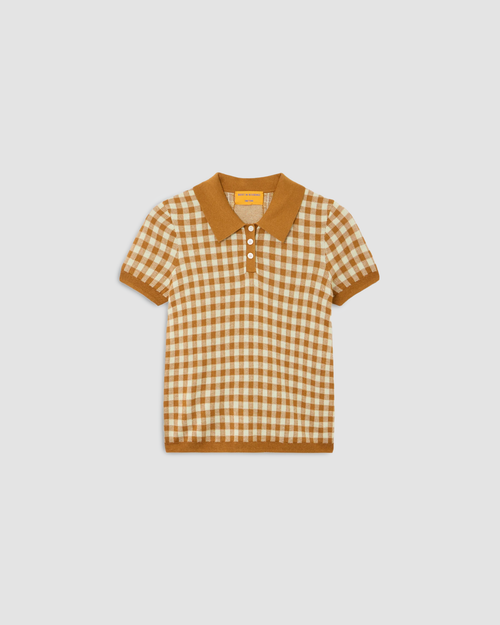 Polo Gingham Checkered Brown