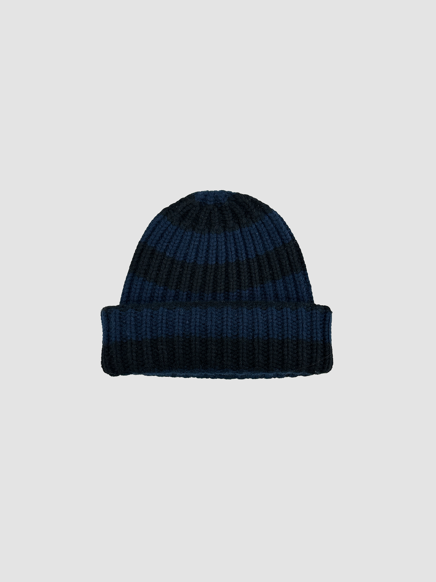 Cashmere Beanie Striped Black & Blue