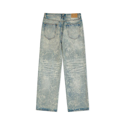 Jeans Face Floral Washed Denim