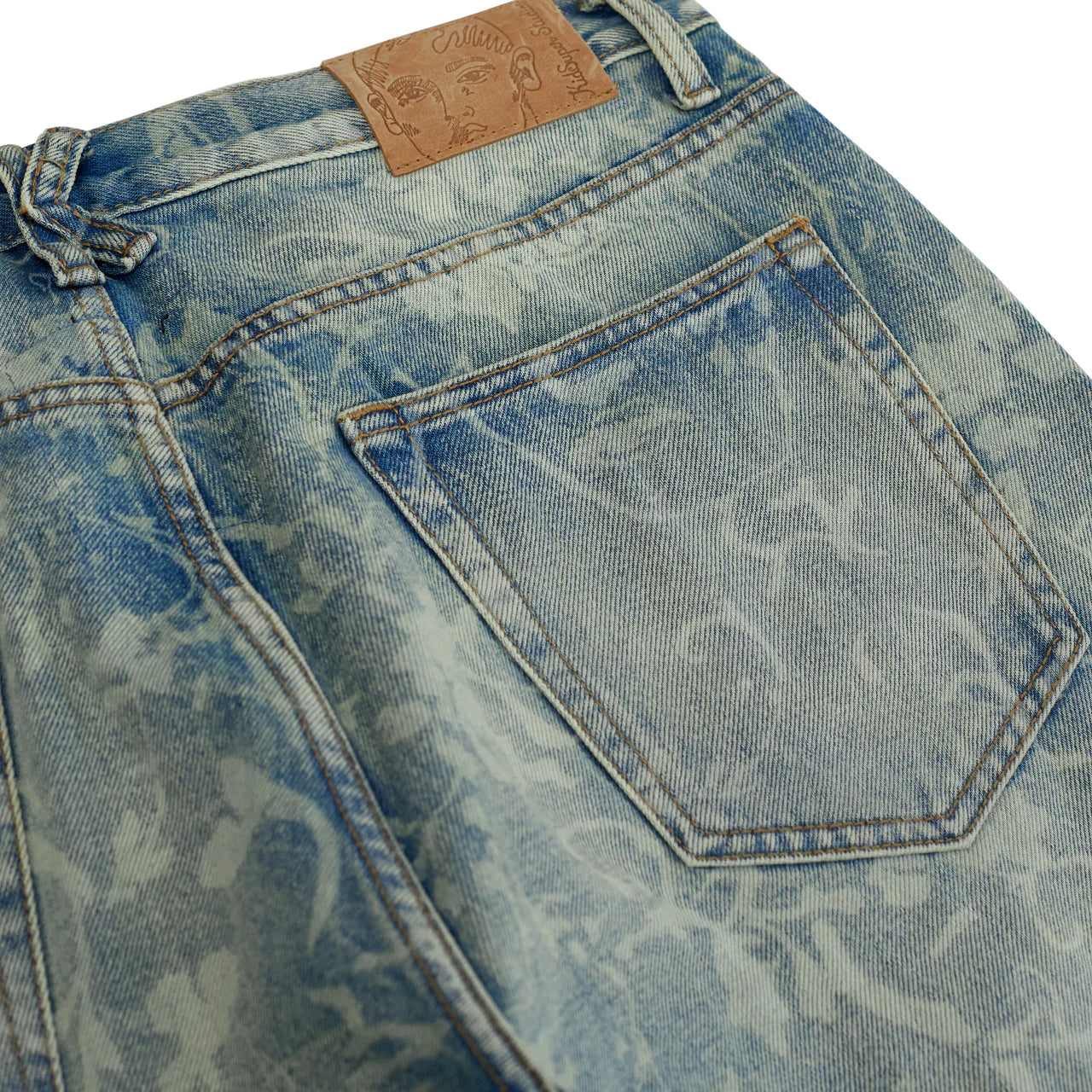 Jeans Face Floral Washed Denim