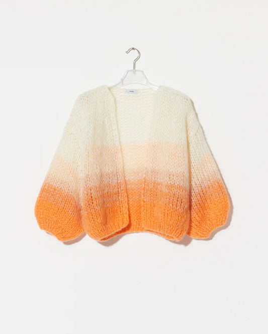 Mohair Cardigan Ombre Tangerine Creme