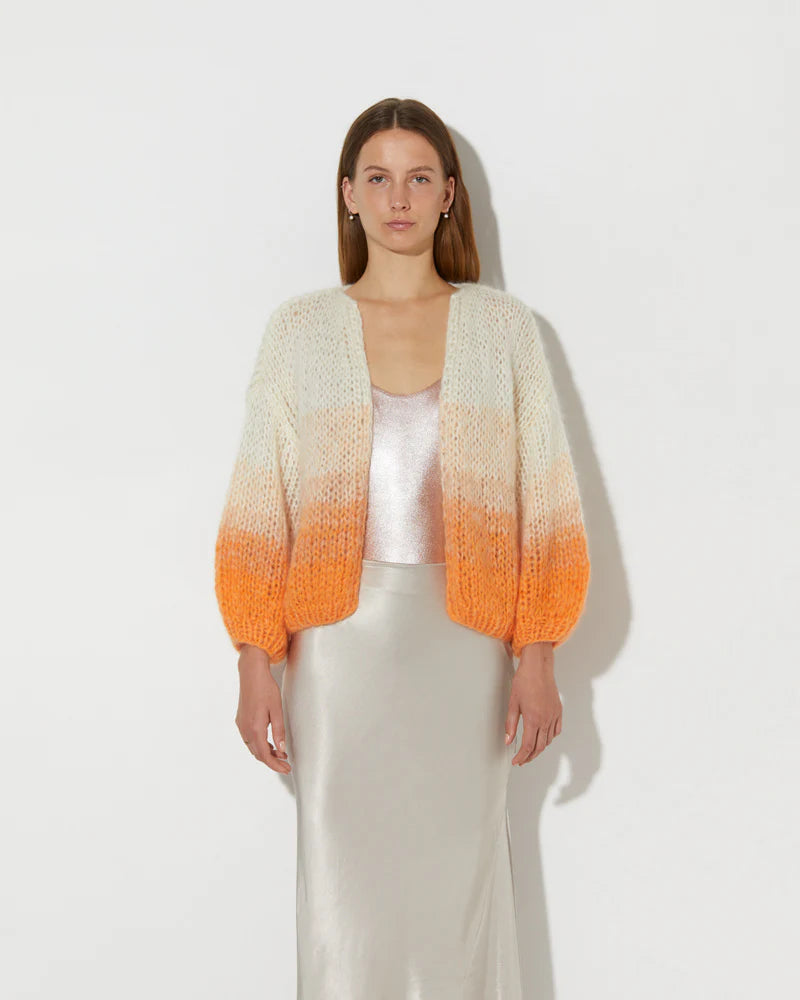 Mohair Cardigan Ombre Tangerine Creme