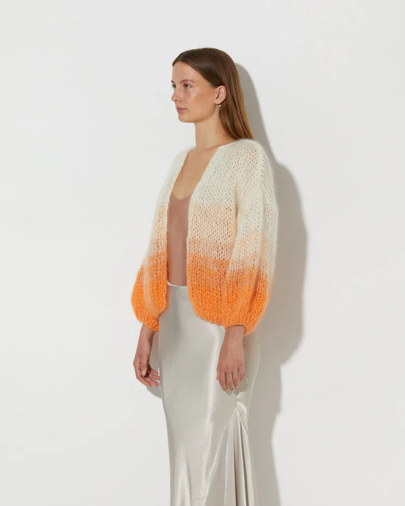 Mohair Cardigan Ombre Tangerine Creme