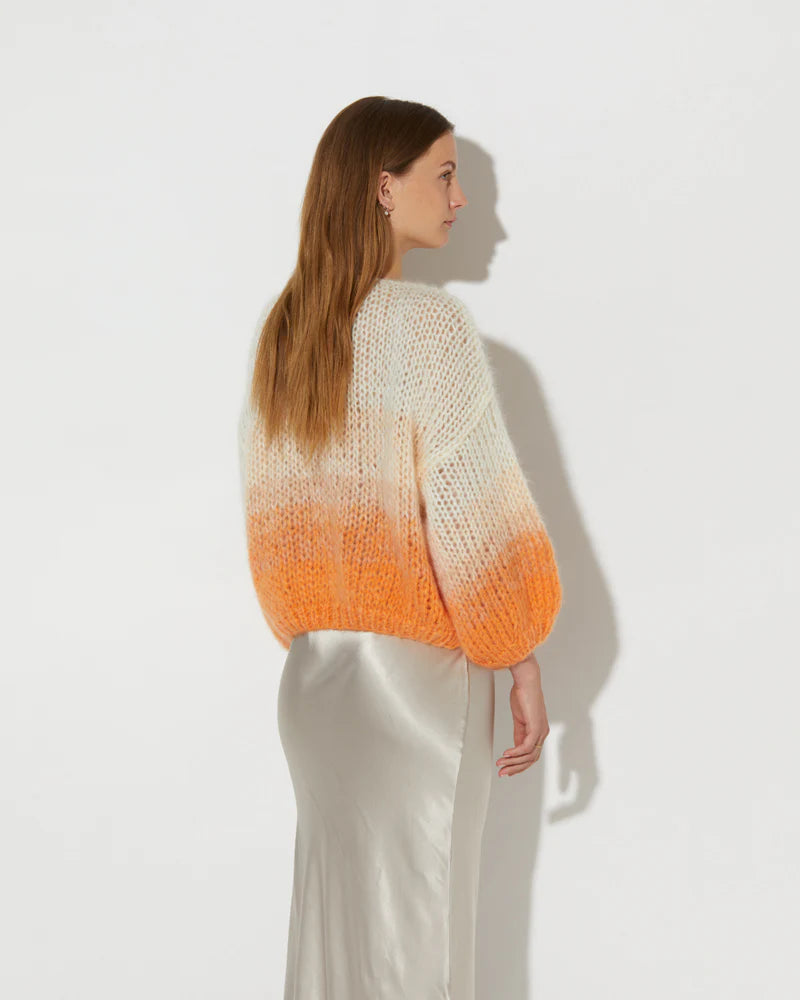 Mohair Cardigan Ombre Tangerine Creme