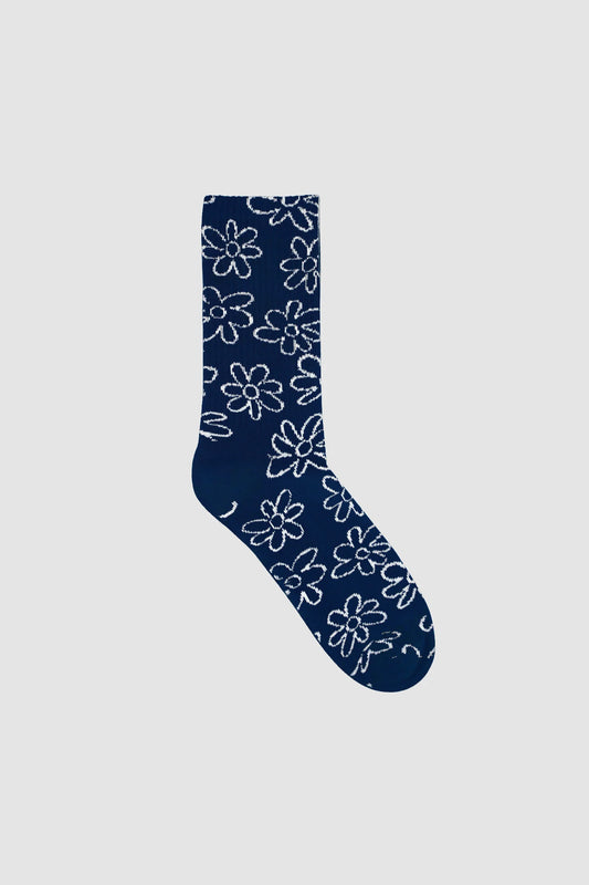 Socks Flowers Allover Navy