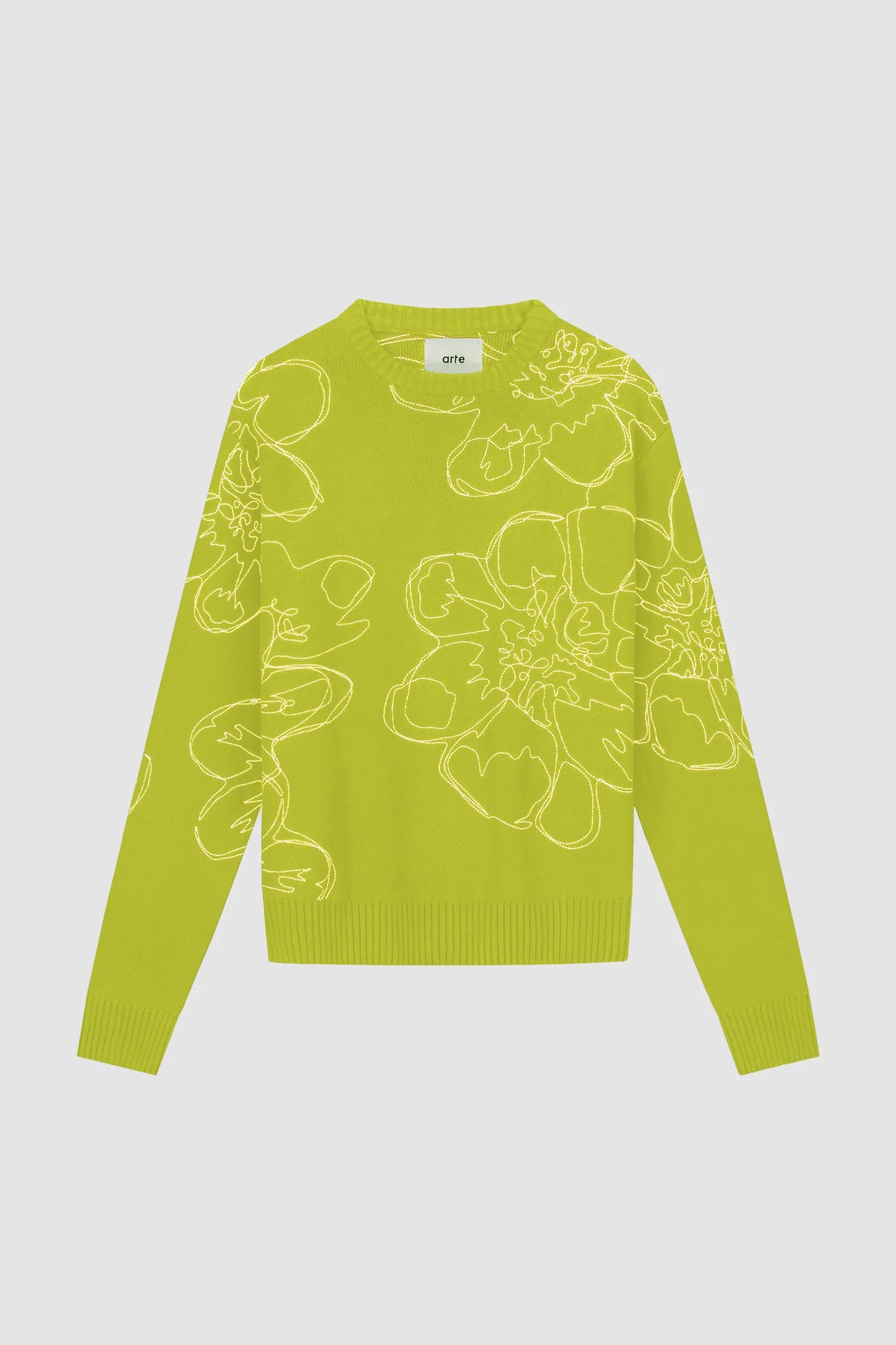 Sweater Embroidered Flower Light Green