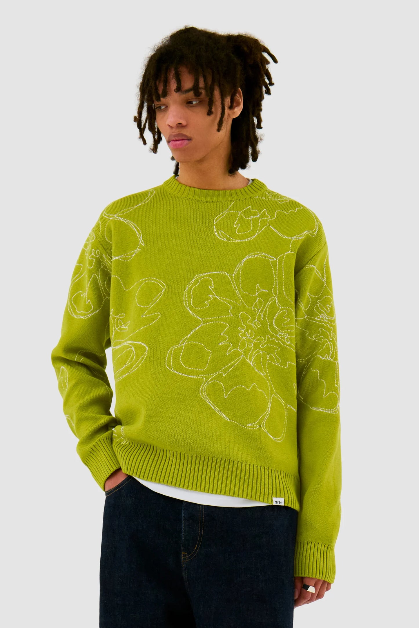 Sweater Embroidered Flower Light Green