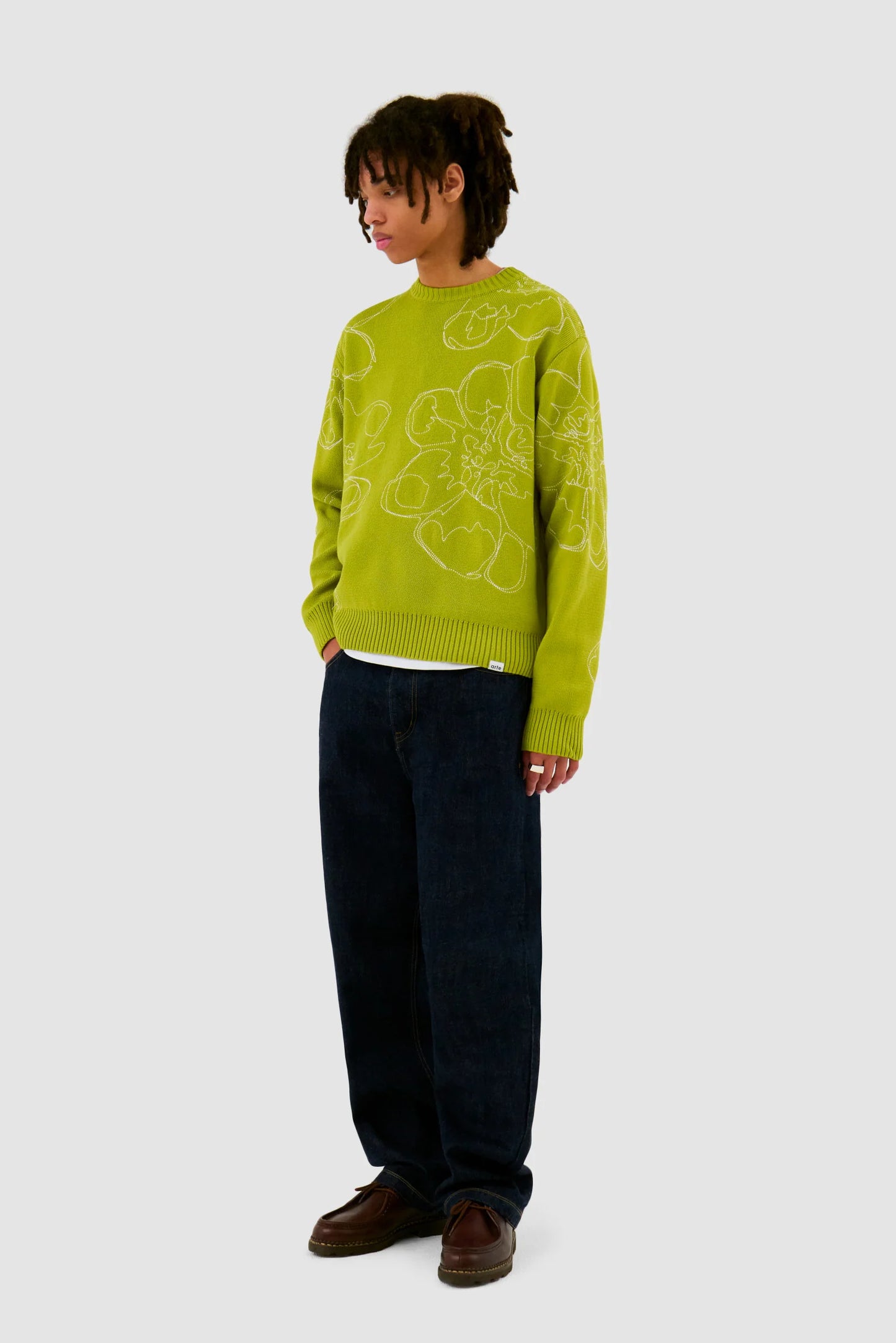 Sweater Embroidered Flower Light Green