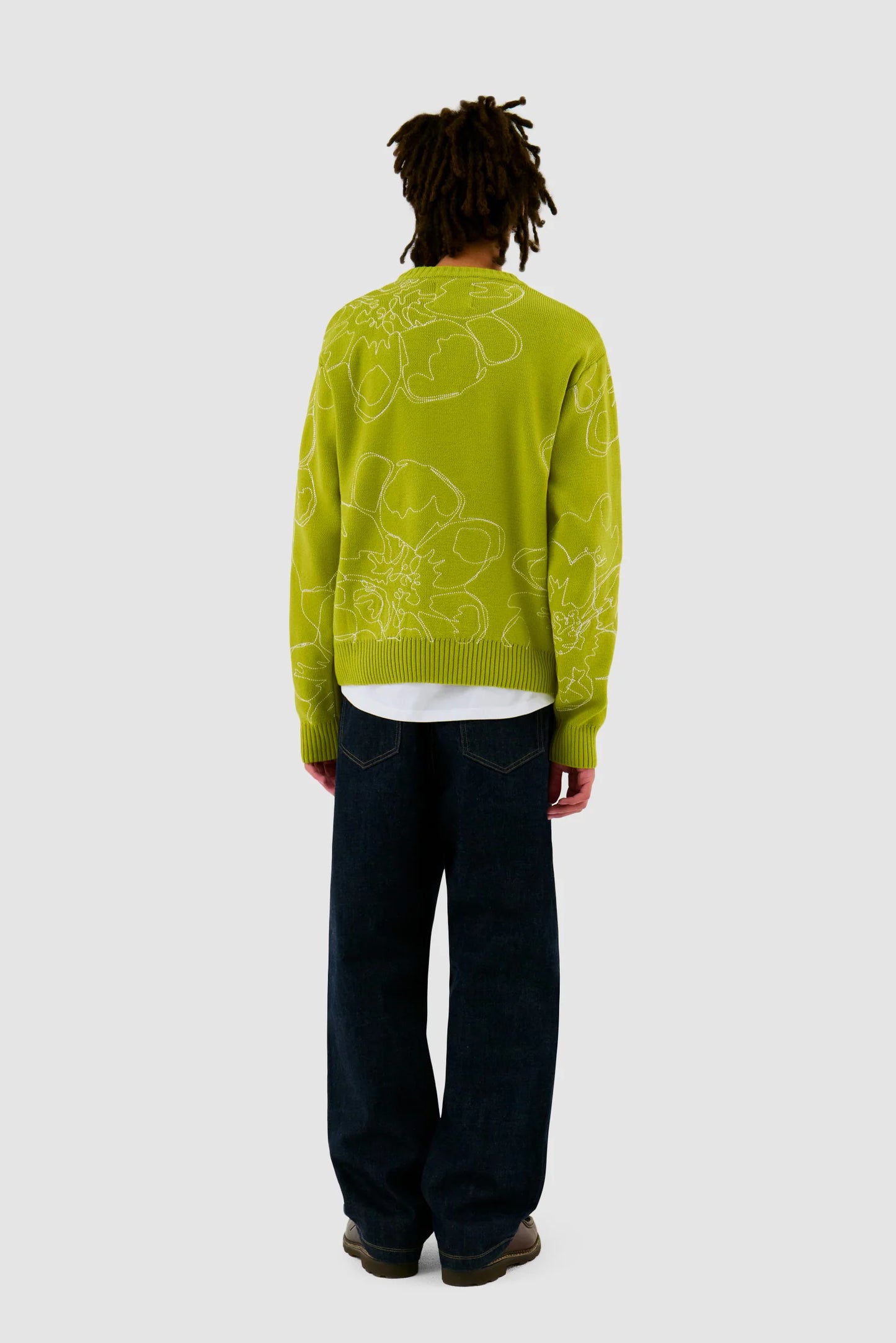 Sweater Embroidered Flower Light Green