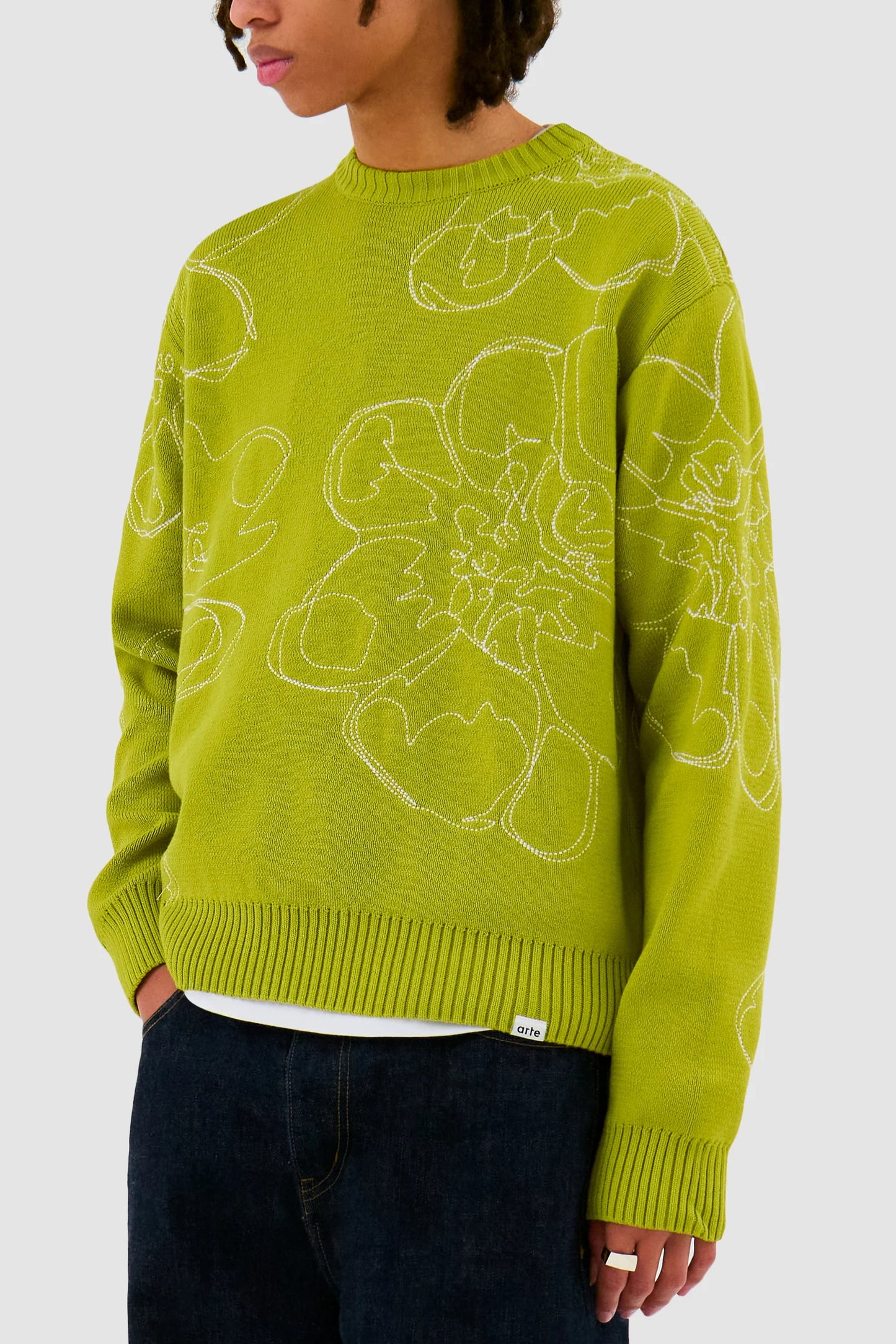 Sweater Embroidered Flower Light Green