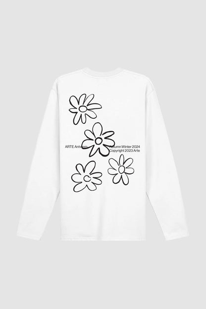 T-shirt Longsleeve Flowers White