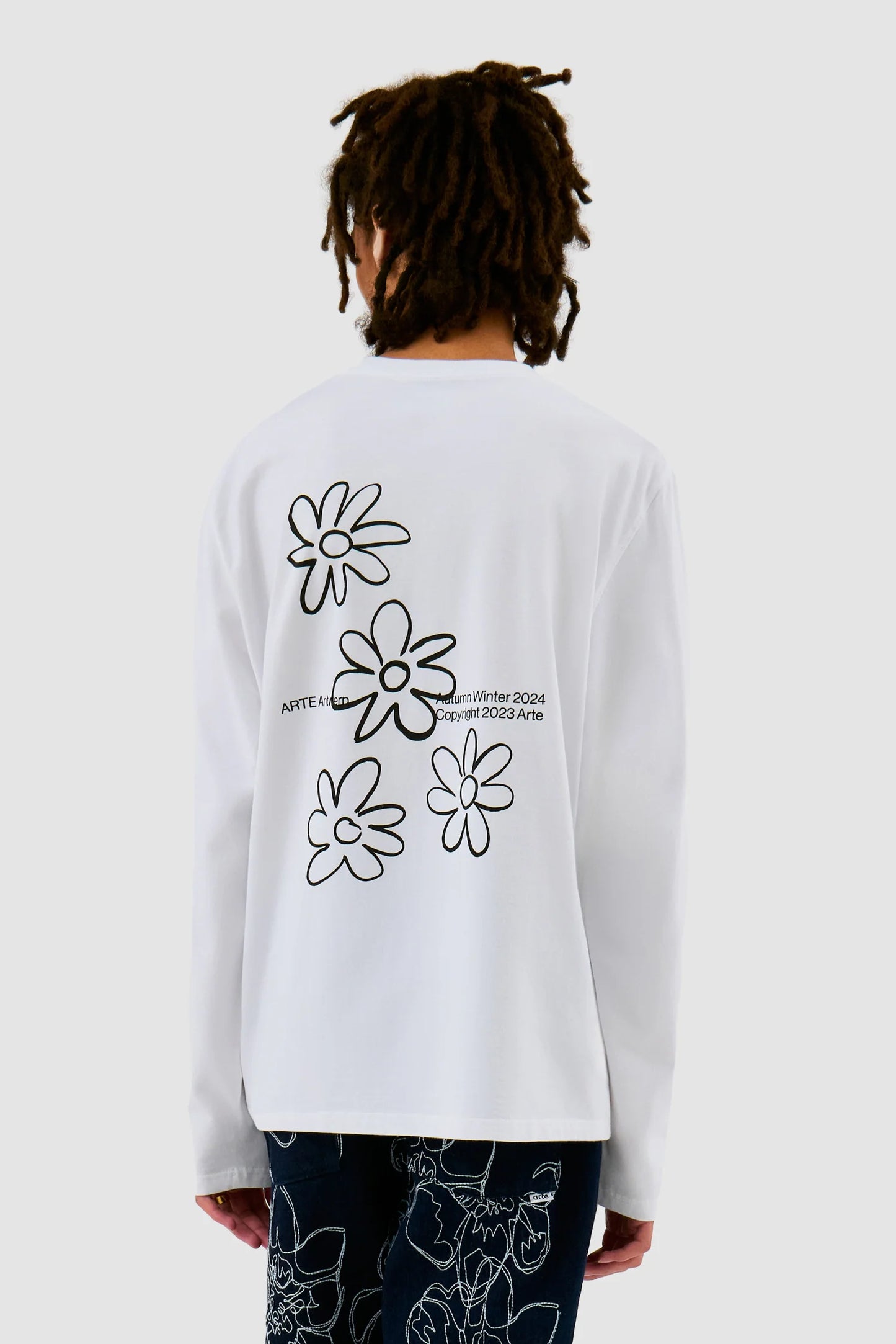 T-shirt Longsleeve Flowers White