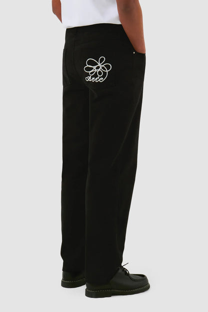 Pants Embroidery Pocket Black