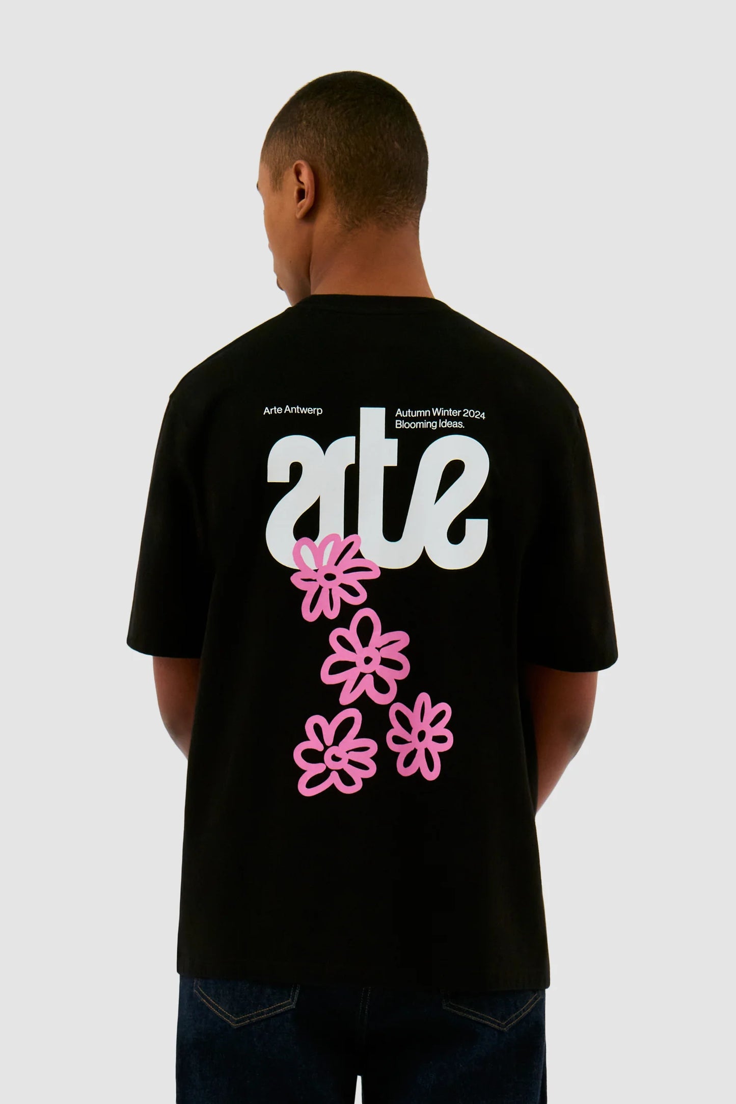 T-shirt Flowers Back Black