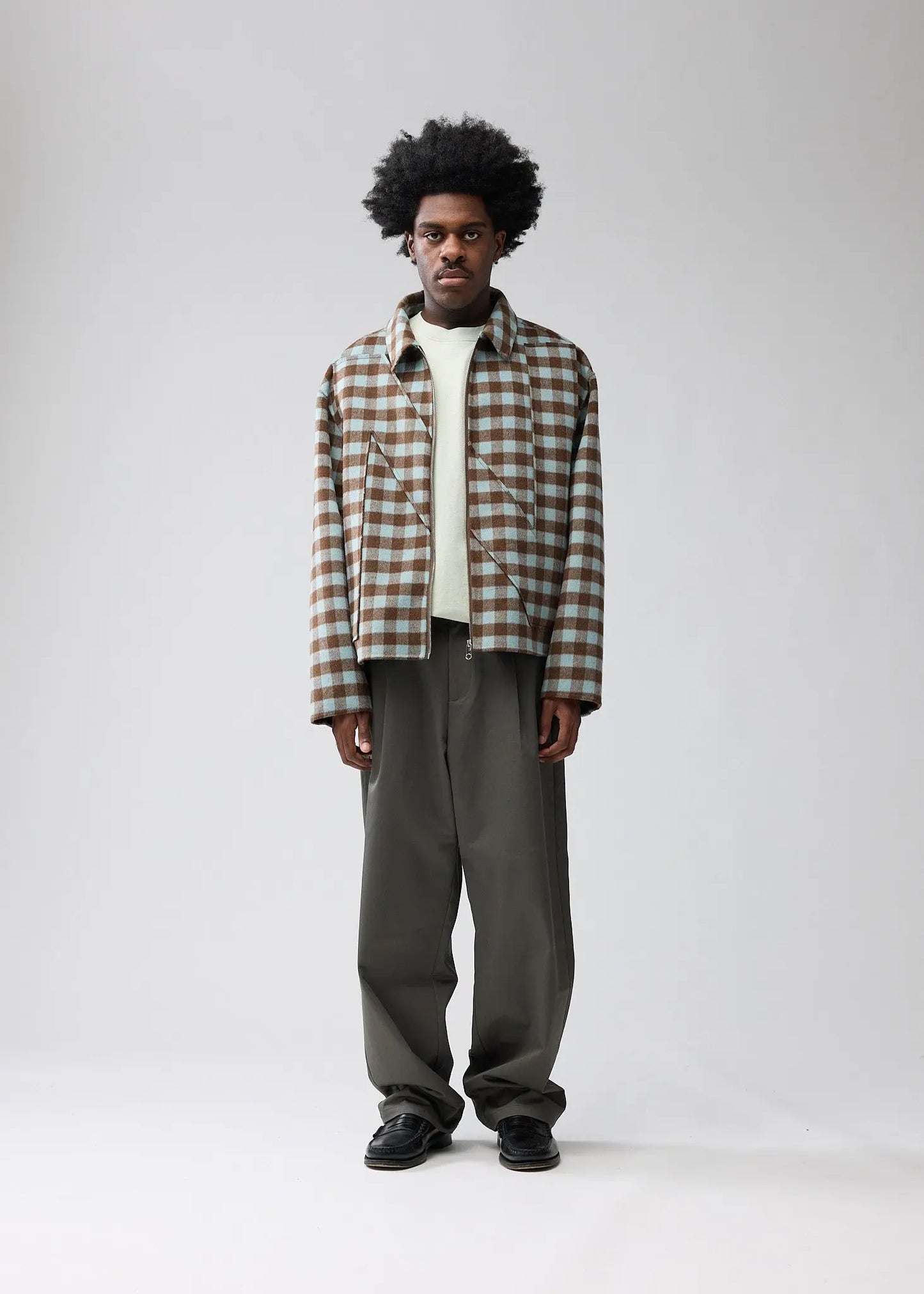 Jacket Wool Check Brown