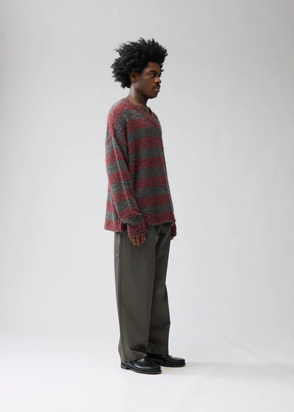 Sweater V-neck Antra/Brown Stripes