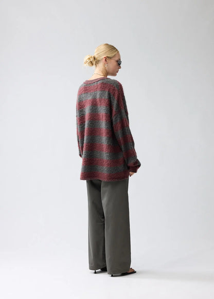 Sweater V-neck Antra/Brown Stripes