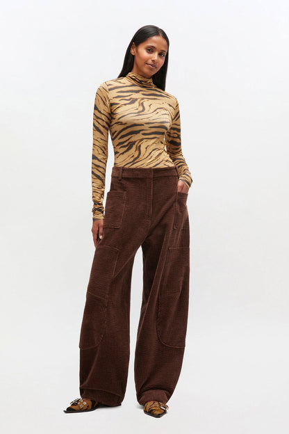 Pants Corduroy Curved Brown