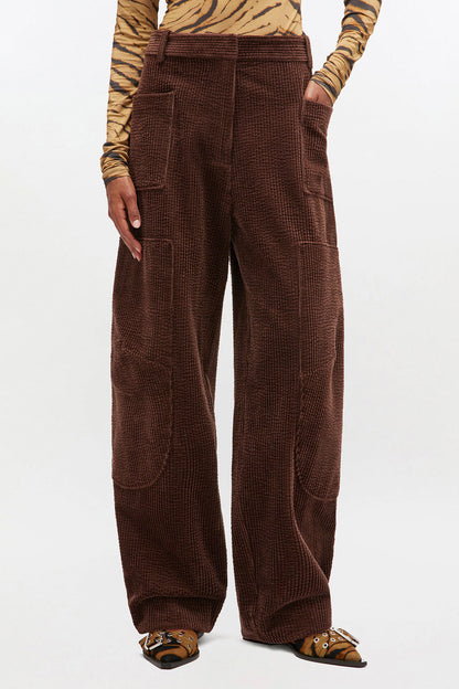 Pants Corduroy Curved Brown