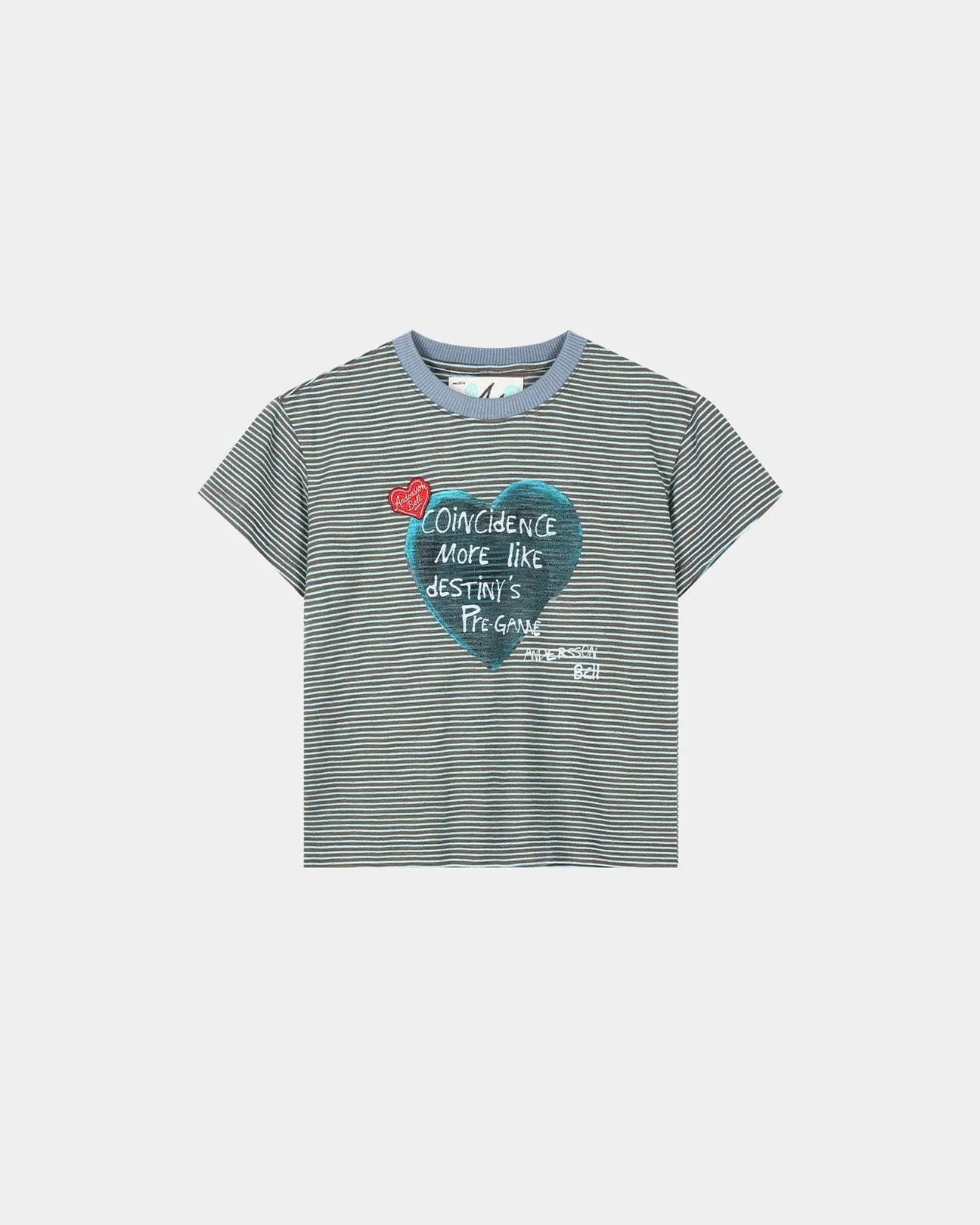 T-shirt Heart Message Stripe Choco Mint