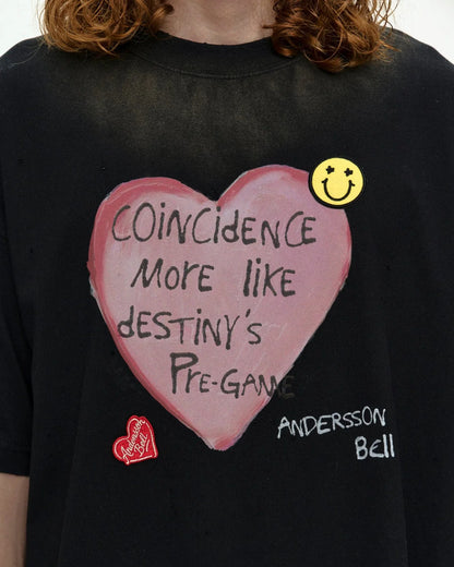 T-shirt Spray Washed Heart Message Black