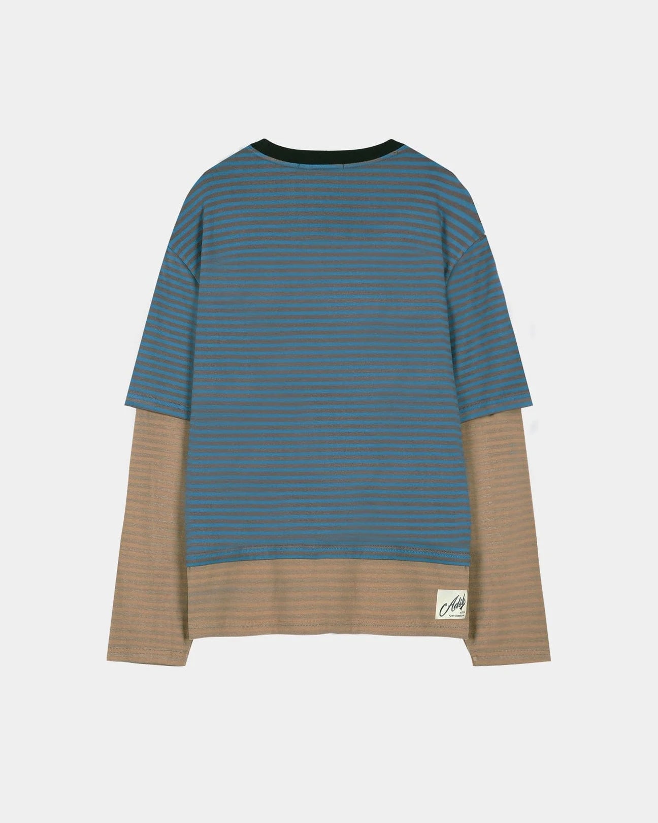 T-shirt Heart Message Stripe Layered Blue