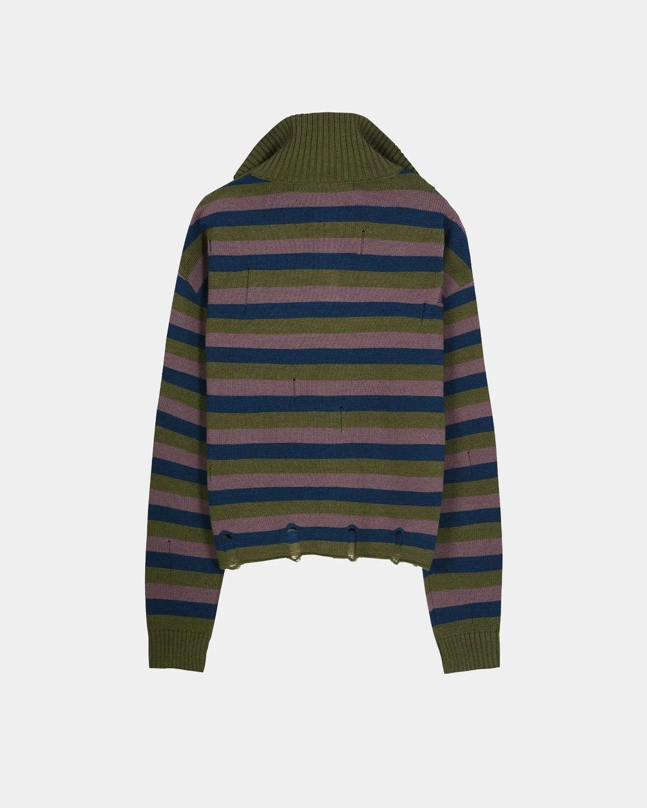 Sweater Double Layered Half Zip Purple Khaki