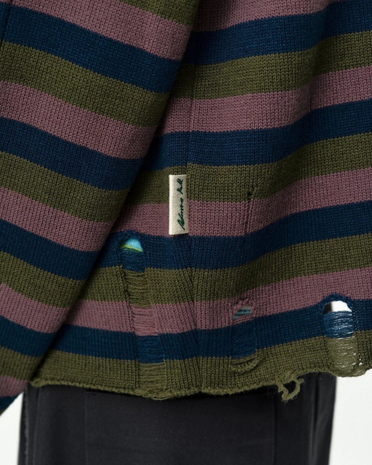 Sweater Double Layered Half Zip Purple Khaki