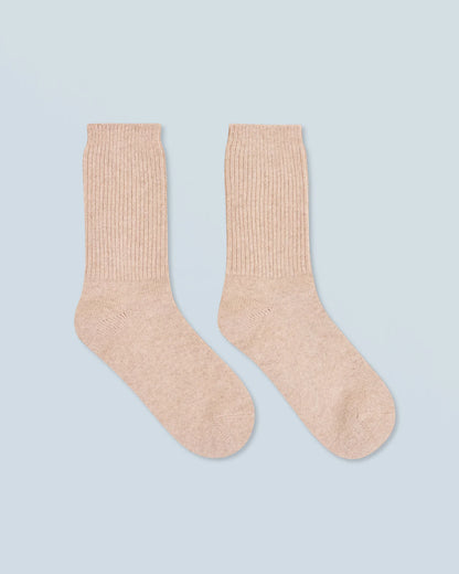 Socks 100% Cashmere Mid-High Beige