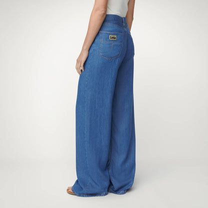 Jeans Skater Linen Loose Blue